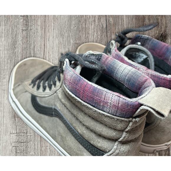 Vans Men’s Off the‎ wall scotchguard 721358 gray suede plaid Sk8 hi-tops - Picture 6 of 6